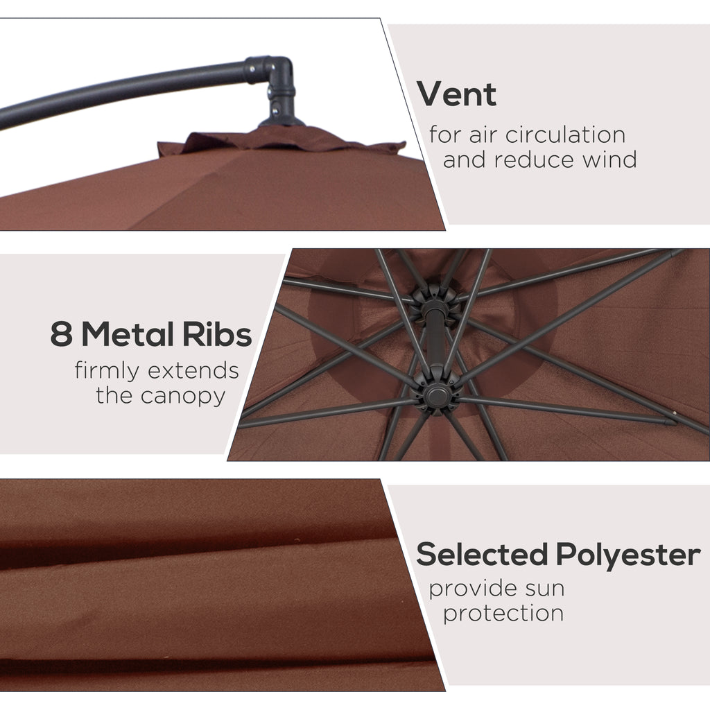 10' Cantilever Hanging Tilt Offset Patio Umbrella with UV & Water Figh 10' Cantilever Hanging Tilt Offset Patio Umbrella with UV & Water Figh