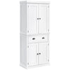 72" Freestanding Kitchen Pantry Cabinet, Tall Storage Cabinet with 2 Door Cupboards, 2 Drawers and Adjustable Shelves, White