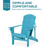 Oversized Adirondack Chair, Outdoor Fire Pit and Porch Seating, Classic Log Lounge w/ Built-in Cupholder for Patio, Backyard, Deep Sky Blue