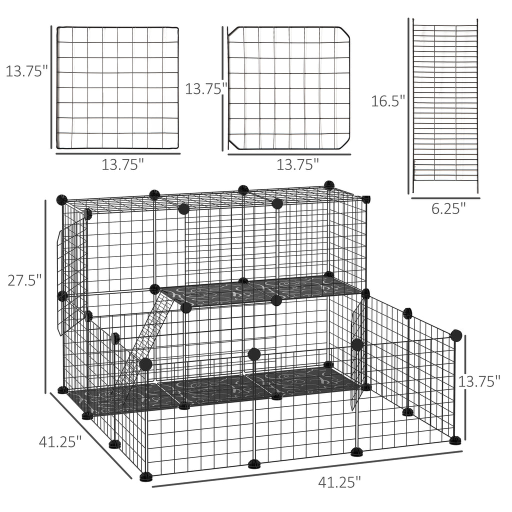 C&C Cage for Guinea Pigs Chinchillas Bunny Pen Small Animal Playpen with Door Ramp DIY Plastic Fence