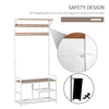 Hallway Tree Bench Organizer with 9 Coat Hooks, Large Sitting Bench and 3 Open Shelves for Entryway, Natural/White