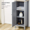 Tall Bathroom Storage Cabinet with 3 Tier Shelf, Cupboard, Door, Free Standing Linen Tower, Slim Side Organizer, Grey