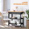 Rolling Mobile Kitchen Island Cart with Granite & Bamboo Countertop, Knife Rack, Integrated Spice Rack & Storage Drawer