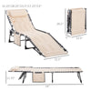 Folding Chaise Lounge Chair, Outdoor Padded Reclining Chair with 5-position Adjustable Backrest, Pillow and Pocket for Patio, Beach, Beige