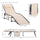 Folding Chaise Lounge Chair, Outdoor Padded Reclining Chair with 5-position Adjustable Backrest, Pillow and Pocket for Patio, Beach, Beige