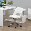 Modern Mid Back Office Chair with Velvet Fabric, Swivel Computer Armless Desk Chair with Hollow Back Design for Home Office, Cream White