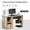 Rectangle Computer Desk Thick Board with Display Shelves Home Office Table Workstation Natural Wood Color