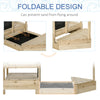 Kids Wooden Sandbox Foldable Design, w/ Canopy, Seats, Flag, Aged 3-8 Years Old