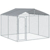 Outdoor Metal Dog Kennel, Pet Playpen with Steel Lock, Mesh Sidewalls and Cover for Backyard & Patio, 9.8' x 9.8' x 7.7'