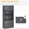 71" Kitchen Buffet with Hutch, Pantry Storage Cabinet with Shelves, Open Microwave Countertop for Dining Room, Living Room, Grey