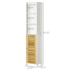 Tall Bathroom Storage Cabinet, Free Standing Bathroom Cabinet Slim Side Organizer w/ 3-Tier Open Shelf, Bamboo Door, White
