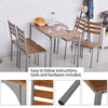 Modern 5-Piece Wooden Counter Dining Kitchen Table Set, 1 Table 4 Chairs Metal Legs, Suitable For Outdoors, Brown