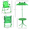 Kids Folding Picnic Table and Chair Set Frog Pattern with Removable & Height Adjustable Sun Umbrella, Green