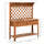 Garden Potting Bench, Outdoor Wooden Workstation Table w/ Metal Screen, Drawer, Hooks, Storage Shelf, and Lattice Back for Patio and Porch
