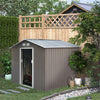 9' x 6' Metal Storage Shed Garden Tool House with Double Sliding Doors, 4 Air Vents for Backyard, Patio, Lawn Grey