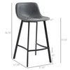 27.25" Counter Height Bar Stools Set of 2, Industrial Kitchen Stools, Upholstered Armless Bar Chairs with Back, Steel Legs, Grey
