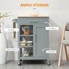 Grey Kitchen Cart, Rolling Kitchen Island Cart on Wheels, Rubber Wood Tabletop, Serving Utility Trolley Cart, Grey