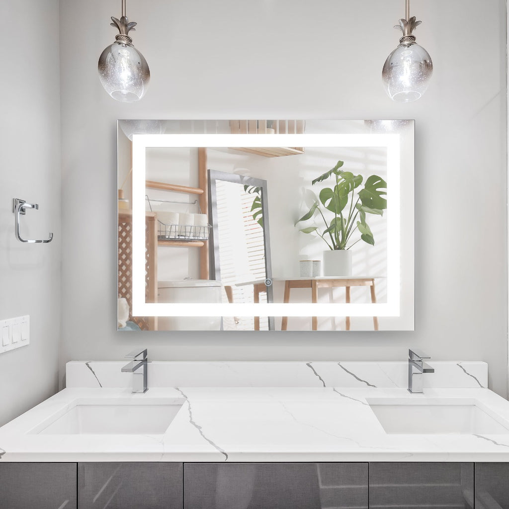 28" x 20'' LED Illuminated Bathroom Mirror, Wall Mounted Vanity Mirror with Dimmable Memory Touch, Waterproof, Horizontally or Vertically