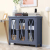 Modern Kitchen Sideboard, Buffet Cabinet with 2 Storage Cupboard, Glass Doors for Living Room, Bedroom, Grey