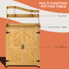 Outdoor Storage Cabinet & Potting Table, Wooden Gardening Bench with Patio Cabinet and Magnetic Doors, Yellow