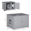 Cat Litter Box Enclosure with Adjustable Partition, Cat Washroom Side Table with Cat Hole, Hidden Litter Box with Magnetic Doors, Dark Grey
