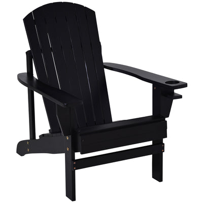 Oversized Adirondack Chair, Outdoor Fire Pit and Porch Seating, Classic Log Lounge for Patio, Backyard, Garden, Lawn, Deck, Black