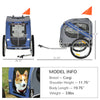 Dog Bike Trailer Pet Cart Bicycle Wagon Cargo Carrier Attachment for Travel with 3 Entrances for Off-Road & Mesh Screen - Blue / Grey