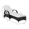 Patio Wicker Chaise Lounge, PE Rattan Outdoor Lounge Chair with Cushion, Height Adjustable Backrest & Wheels, Dark Coffee