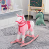 Kids Plush Toy Rocking Horse Pony Toddler Ride on Animal for Girls Pink Birthday Gifts with Realistic Sounds, Pink