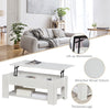 39" Lift Top Coffee Table with Hidden Storage Compartment and Open Shelf, Pop Up Coffee Table for Living Room, White