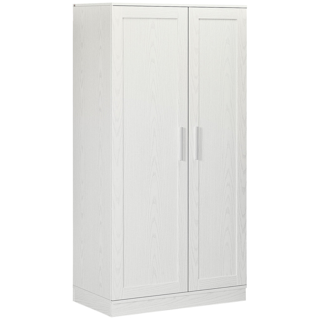 Kitchen Pantry, 14-Tier Freestanding Cupboard with 2 Doors, Adjustable Shelves for Dining Room and Bedroom, White