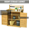 Wooden Potting Bench 3-Tier Storage Cabinet Work Station Table Lockable Organizer with Magnetic Latch Hooks Foot Pads 34.25"L Yellow
