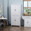 72" Freestanding 4-Door Kitchen Pantry, Storage Cabinet Organizer with 4-Tiers, and Adjustable Shelves, White