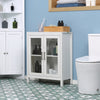 Modern Bathroom Cabinet, Bathroom Storage Organizer with Double Glass Doors and Adjustable Shelf, White
