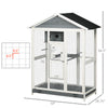 64.5" Wooden Bird Cage Aviary, Flight Cage with 4 Perches, Nest and Slide-Out Tray for Indoor/Outdoor, Gray