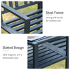 Tete-a-Tete Garden Bench with Center Table, Metal Frame, Outdoor 2-Person Loveseat with Armrest, Umbrella Hole for Patio Backyard Porch Black