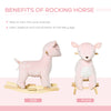 Kids Plush Ride-On Rocking Horse Deer-shaped Plush Toy Rocker with Realistic Sounds for Child 36-72 Months Pink