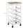 Compact Kitchen Cart, Rolling Kitchen Island with Storage, Solid Wood Frame Utility Cart with 4 Wire Fruit Baskets and Drawer, White