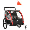 Red 3-in-1 Bike Trailer for Kids, Running Stroller with 2 Seats, Jogging Cart with 5-Point Harness, Storage Units