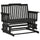 2-Person Patio Swing Glider Bench with Quick Drying Design and Widen Armrest, Wood Rocking Chair Loveseat for Backyard Garden Porch, Black