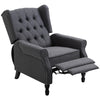 Fabric Reclining Sofa, Tufted Back Arm Chair, Adjustable Club Chair Padded Living Room Lounge, Vintage Linen, Dark Gray