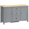 Buffet Cabinet with 3 Storage Drawers and Adjustable Shelves, 2 Door Sideboard with Rubber Wood Top, Coffee Bar for Living Room, Entryway, Grey