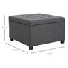 Fabric Tufted Storage Ottoman with Flip Top Seat Lid, Metal Hinge and Stable Rubberwood Frame for Living Room, Entryway, or Bedroom, Grey