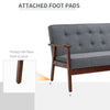 Modern 2-Seat Loveseat Sofa Linen-Touch Fabric Upholstered Tufted Couch with Rubberwood Legs, Grey