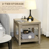 End Side Table with Charging Station, 2 USB Ports and 3 Outlets for Living Room, Bedroom, 17.75"x17.75"x17.75", Gray
