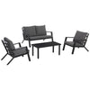 4 Piece Patio Furniture Set, Outdoor Conversation Set w/ Armchairs, Loveseat, Coffee Table and Cushions for Backyard, Lawn and Garden, Black