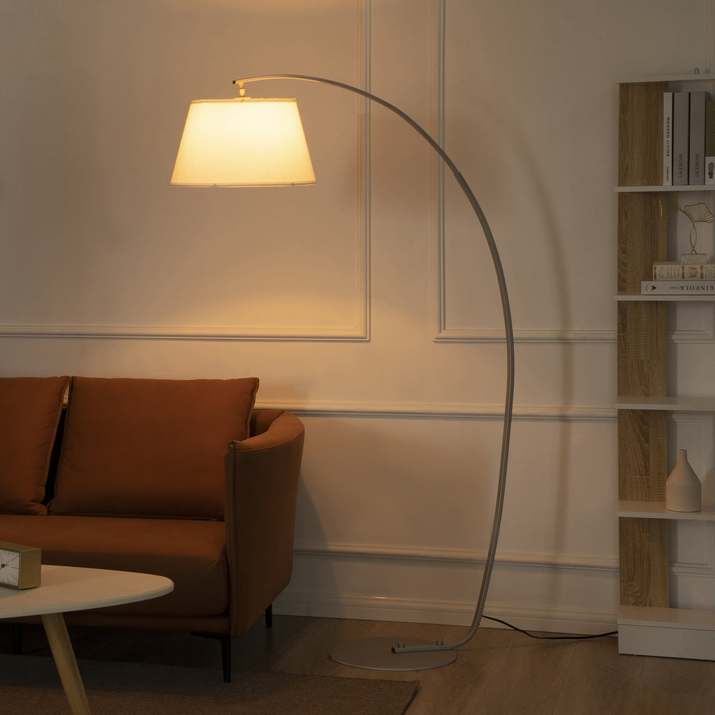 Arched Floor Lamp, Modern Standing Lamp with Foot Switch & Metal Base, Corner Reading Lamps Tall Pole Light for Bedroom Living Room - White