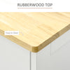 Modern Sideboard Buffet with Rubberwood Top, Buffet Cabinet with 3 Drawers, 3 Cabinets and Adjustable Shelves for Kitchen, Buffet Table, White