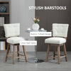 Swivel Bar Stools Set of 2, Fabric Tufted Counter Height Bar Stools with Rubber Wood Legs and Footrest for Dining Room, Kitchen, Cream White