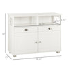 Sideboard Buffet Cabinet with Storage Drawers, Large Tabletop and Crossbar Side Design, White